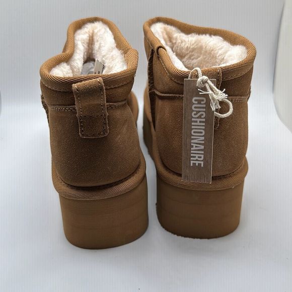 CUSHIONAIRE Women's Genuine Suede pull on platform boot +Memory Foam 6.5 WIDE CH - Picture 4 of 7